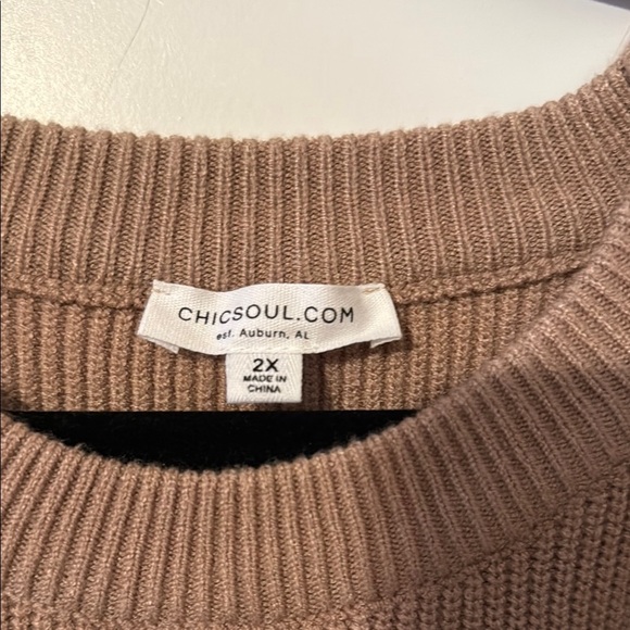 Chic Soul Tan Crew Neck Sweater Dress, Sz 2X, NEVER WORN - Picture 2 of 5